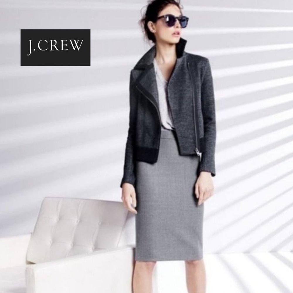 J. Crew Wool Moto Jacket in Charcoal Gray